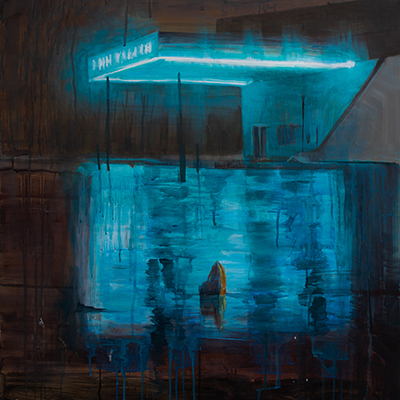 Rain — night, neon glow