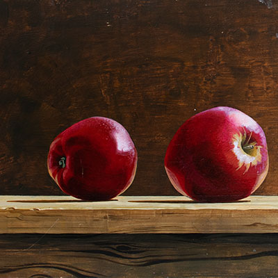 Two Apples on the Wooden Table