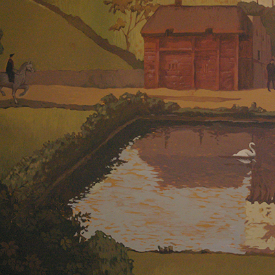 Wall painting — lake with white swan