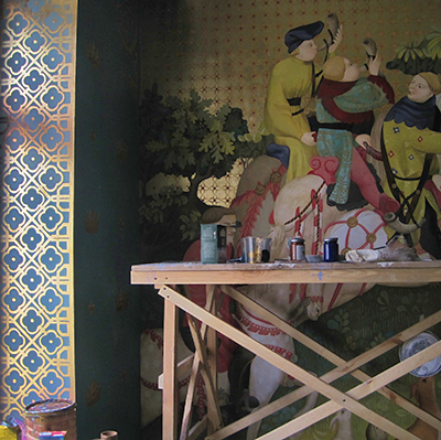 Wall painting — medieval hunters