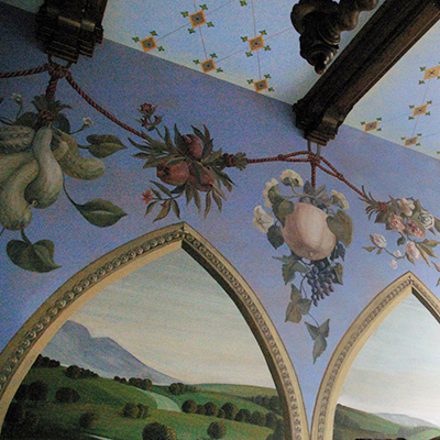 Wall painting — ornament and floral design in a hall