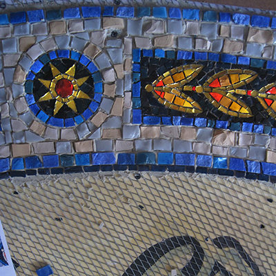 Mosaic — blue, gold and grey colours