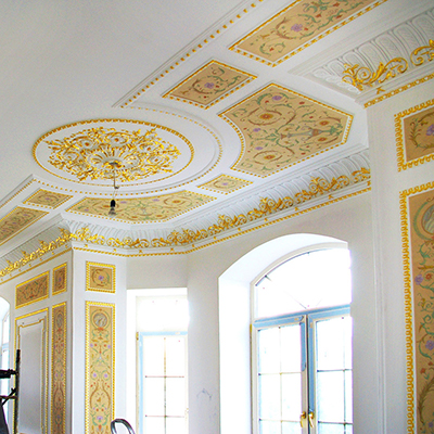 Wall painting in pool — floral, ancient architecture